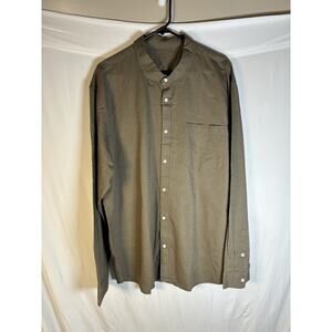 NEW Mens Linen Blend Shirt 2XL Olive Old Money Coastal Grandpa Quiet Luxury